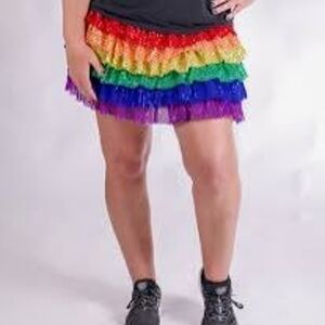 Rainbow Fringe Mini Skirt